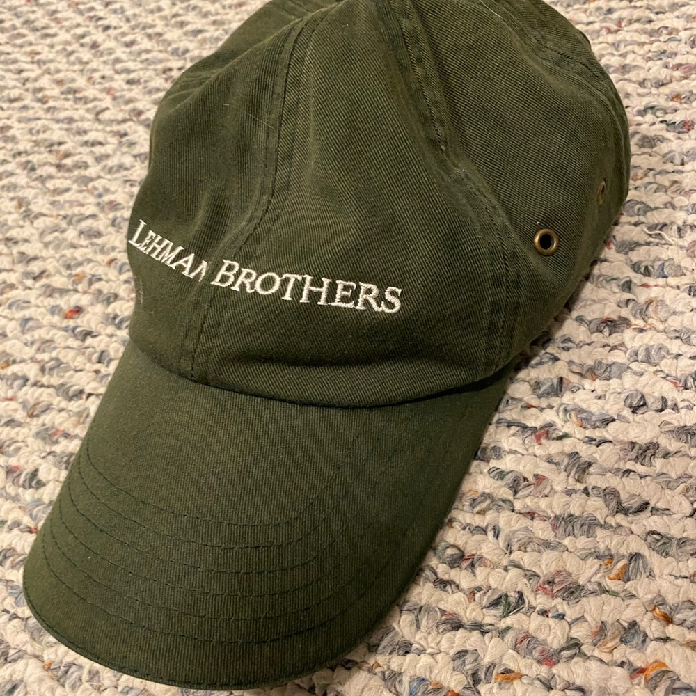 Vintage Lehman Brothers adjustable green hat, dad hat style, great condition